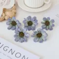 Blauwe kunstmatige madeliefje bloemhoofdjes zijden bloemen voor DIY ambacht interieur - Donkergroen