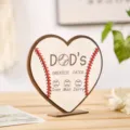 Holzherz Baseball Schild für Papa, personalisiertes Vatertagsgeschenk Tisch Deko. - Individualisiert (14x16,2 cm) / Grau