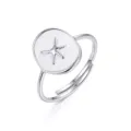 Dettaglio anello aperto in argento 925 a tema marino con design a stella marina. - Anello Stella Marina / Argento 925 / Taglia US 7 Regolabile / Argento