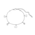 Elegante pulsera de acero inoxidable plateado con dijes de corazón y nácar brillante - Estilo de Strass Corazón / 22.5+5cm (3.17g) / Color acero
