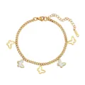 Elegante pulsera de acero inoxidable dorado con dijes de mariposa e incrustaciones - Diseño de Mariposa / 22.5+5cm (5.03g) / Dorado