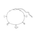 Pulsera de mariposa en acero inoxidable plateado con nácar incrustado y circonitas claras - Estilo Mariposa con Strass / 22.5+5cm (3.21g) / Color acero