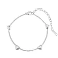Pulsera de dijes de corazón de acero inoxidable plateado con cadena de eslabones ajustable - Estilo Corazón / 22.5+5cm (3.51g) / Color acero