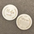 Wooden baby milestone cards detail shot, newborn photography props with cute engraving. - A09