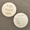 Wooden milestone cards for baby photography props, newborn hello world and record wood slices. - A08