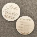 Wooden baby milestone cards newborn photography props engraved hello world wood cards design. - A07