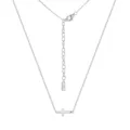 Elegante 925 Sterling Silber Halskette mit horizontalem Kreuzanhänger in Silber - 14+2 Zoll / Silber