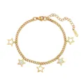 Detalle de una elegante pulsera de estrella en acero inoxidable dorado con incrustación de nácar - Estilo Estrella / 22.5+5cm (4.58g) / Dorado