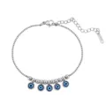 Pulsera de acero inoxidable plateado con dijes de ojo turco azul y cierre de mosquetón - 22.5+5cm (5.28g) / Dorado