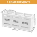 Wooden cutlery organizer 3 compartments storage box for kitchen silver tableware storage. - Three-Grid Cutlery Box / White