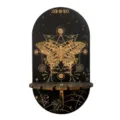 Wooden crystal display shelf bohemian witch style hanging wall decor for stones and crystals. - 21.5*16*0.5cm / Moth Pattern