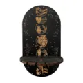 Wooden crystal display shelf wall hanging bohemian moon phase floral design shelf decor detail. - 21.5*16*0.5cm / Moon Phase Floral