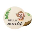 Wooden baby milestone disc with cute monkey print, perfect for newborn monthly photo props. - Double-Sided Printed Animal Style / 7 Pieces/Pack / Natural Wood Color
