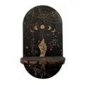Hölzernes Kristall Display Regal Bohème Wandbehang Hexen Mondphase Heimdeko Halterung. - 21.5*16*0.5cm / Mondphase und Stern