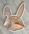 Plateau de lapin de Pâques en bois carotte et boisson assiette décorative festive de vacances - Lapin bord blanc grande taille 35*30 cm