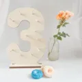Wooden number 3 donut wall stand for wedding birthday party dessert display decoration. - Without Wooden Stick / Number 3