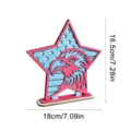 Wooden star ornament detail showing American flag and eagle design for festive tabletop decor. - MGUODI-I