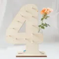Wooden number 4 donut wall display stand with pegs for wedding birthday party decor variant. - Without Wooden Stick / Number 4
