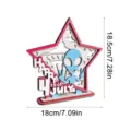 Wooden Independence Day alien star tabletop ornament detail showing layered cutout design and size. - MGUODI-G