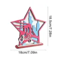 Independence Day wooden star table ornament with Statue of Liberty and Brooklyn Bridge design. - MGUODI-D