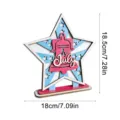 Wooden 4th of July star tabletop ornament detail showing 18.5cm height and 18cm width. - MGUODI-C
