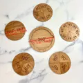Houten geometrie puzzel detail met gefractioneerde onderdelen en diameter afmetingen. - Stijl 4