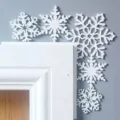 White wooden snowflake door corner decoration, perfect for Christmas home wall decor. - White Snowflake/Star