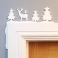 Christmas wooden door corner sign holiday deer tree home decor detail view. - Reindeer White