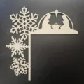 Wooden Christmas nativity scene corner decor, laser cut snowflake wall hanging detail. - Jesus in Natural Wood Color