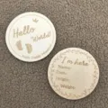 Wooden baby milestone cards, newborn photo props, engraved wood round cards for infant records. - A06