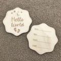 Wooden baby milestone card set, engraved details, newborn photo props and growth tracker cards. - Double-Sided Engraved / A02