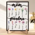 Placa de madera personalizada con flores de mes de nacimiento para mamá, regalo del día de la madre. - MOM-1 / 15*20*1cm