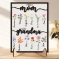 Placa decorativa de madera para el día de la madre flores de nacimiento regalo de escritorio - MOM-2 / 15*20*1cm
