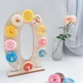 Wooden number donut stand for wedding birthday party dessert display decoration and anniversary. - Without Wooden Stick / Number 0