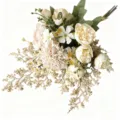 Kunstmatige bloemen boeket nep rozen bruiloft huis hotel decoratie bloemstuk. - crème