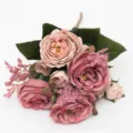 Artificial pink peony flower bouquet, silk floral arrangement for home decor, wedding party. - Dusty Pink