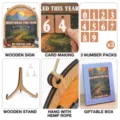 Targa in legno per il monitoraggio dell'escursionismo con numeri, supporto e confezione regalo. - Spessore 1 cm (doppio strato) / Stile 1