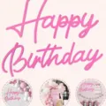 Rosa Feliz Cumpleanos letras de madera pegatina de pared fiesta fondo decoracion SKU - Estilo 2
