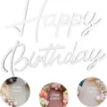 Happy Birthday letras de madera decoración pared, fondo de fiesta escritura blanca. - Estilo 3