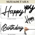 Lettres murales Joyeux Anniversaire en bois noir écriture cursive décoration fête dimensions incluses - Style 5