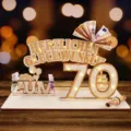 Panneau de cadeau d'argent en bois pour 70e anniversaire décoration de fête de table - 70ème anniversaire / Sans Lumière