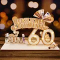 Support de cadeau d'argent pour 60e anniversaire en bois décoration de table en bois - 60 Ans