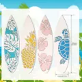 Wooden surfboard wall decor set, summer beach themed hanging signs for party and home. - Multi-Element 4-Piece Set (Double Layer)