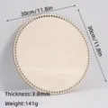 Wooden crochet basket bottom round 30cm 11.8in with holes for handmade DIY weaving craft. - 30cm Diameter / 3.8mm Thickness