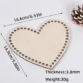 Laser cut wooden heart crochet base with pre-drilled holes DIY basket weaving board - Heart / 3.8mm Thickness