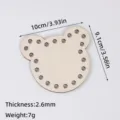 Wooden crochet basket base, cute bear shape DIY weaving board with pre-drilled holes for crafts. - 10cm Bear / 2.6mm Thickness