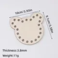 Wooden basket base for crochet DIY weaving, bear shape wooden board with pre-drilled holes. - 10cm Bear / 3.8mm Thickness