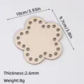 Wooden crochet basket bottom laser cut flower shape base diy weaving board with holes 10cm - Petal / 2.6mm Thickness