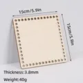 Square wooden crochet basket base with holes, 15x15cm size, DIY handmade knitting board. - 15cm Square / 3.8mm Thickness