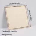 Square laser cut wooden crochet basket bottom base with pre-punched holes for DIY crafting. - 25cm Square / 2.6mm Thickness